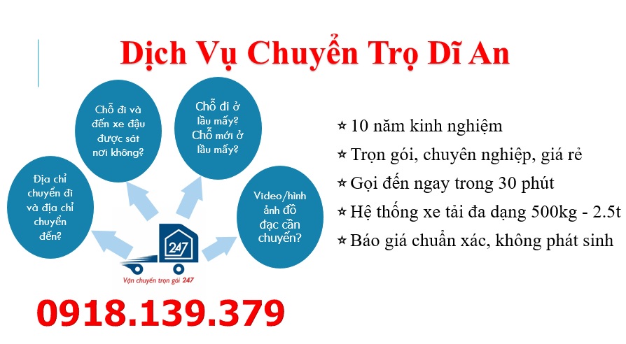 dịch vụ chuyển trọ trọn gói dĩ an uy tín