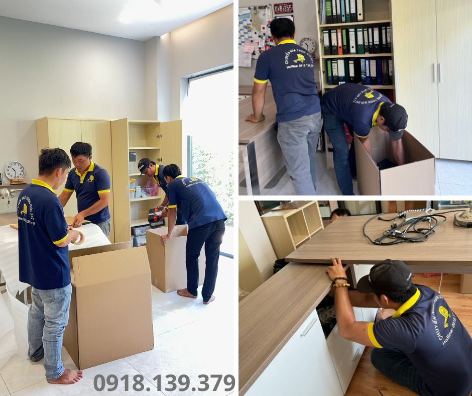 đội ngũ chuyển văn phòng thủ đức đóng gói tháo lắp nội thất
